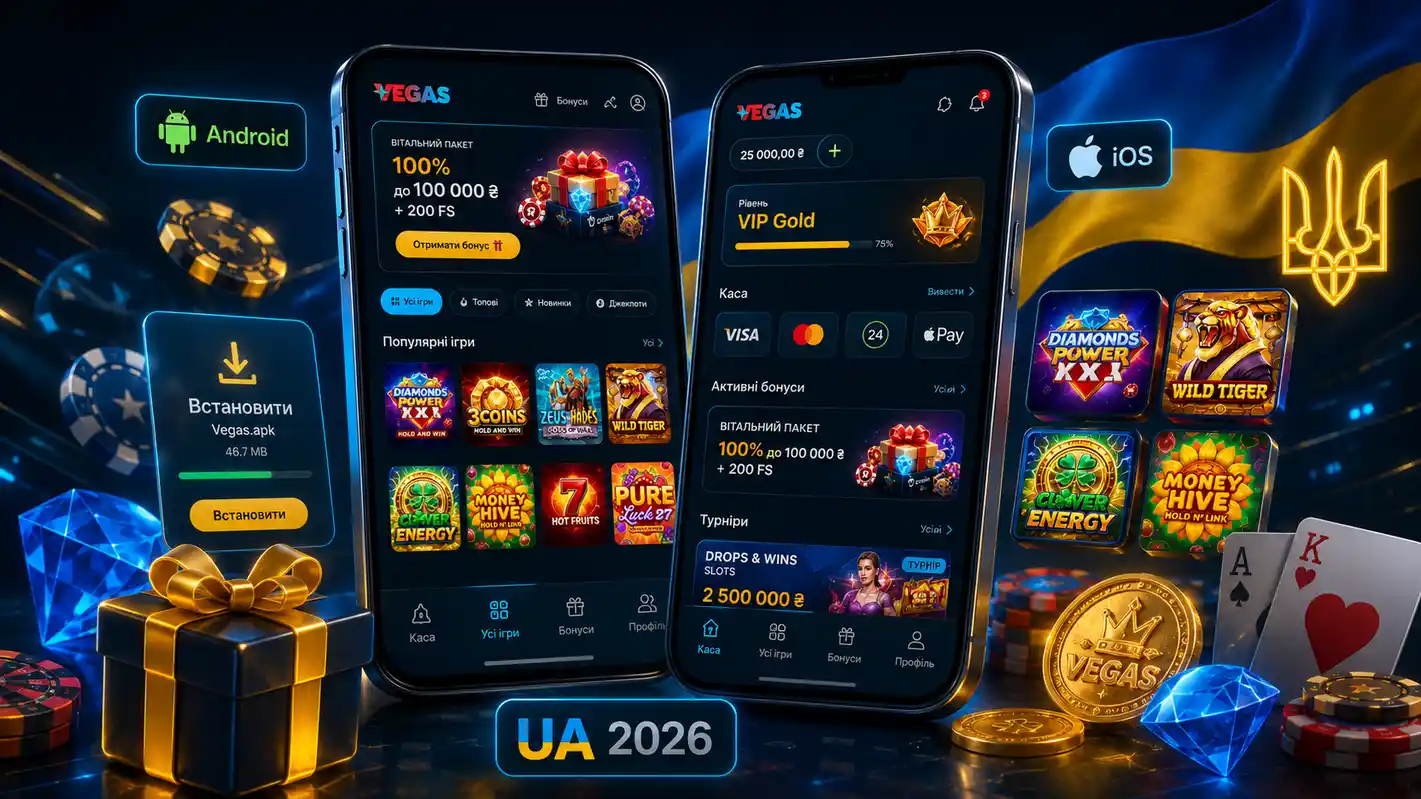 Мобільний додаток Вегас казино для iOS та Android